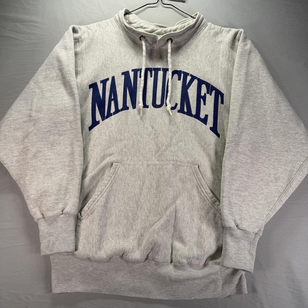 Kellsport Sweatshirt Mens Large Gray Nantucket Boat Neck Thick Fleece Drawstring
